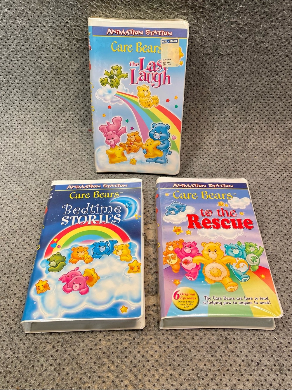 Vintage Care Bear VHS Tapes Lot 3 with 1 Sealed Animation Station